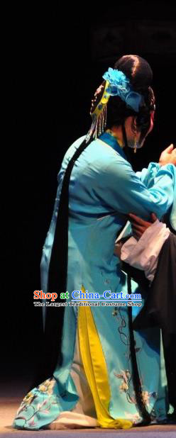 Chinese Sichuan Opera Distress Maiden Garment Costumes and Hair Accessories Traditional Peking Opera Tsing Yi Dress Diva Li Yaxian Apparels