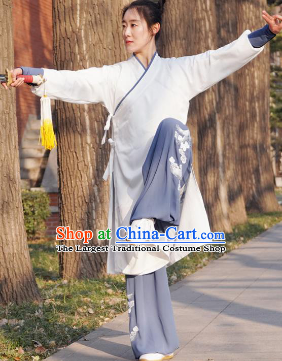Chinese Traditional Martial Arts Performance Costume Top Grade Tai Ji Training Uniforms Professional Tai Chi Competition Embroidered Outfits