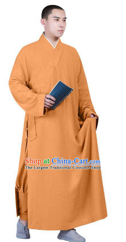 Chinese Traditional Buddhism Costume Shaolin Monk Clothing Ginger Frock Robe for Men
