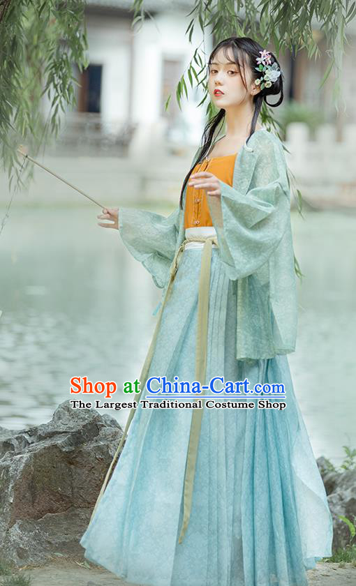 Chinese Ancient Young Lady Hanfu Dress Traditional Ming Dynasty Civilian Women Historical Costumes Complete Set