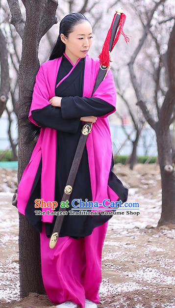 Chinese Traditional Tai Chi Competition Costume Professional Martial Arts Training Outfits Top Grade Tai Ji Performance Rosy Uniform for Women