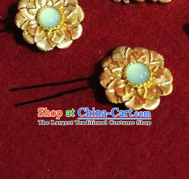 Traditional Chinese Handmade Green Chalcedony Hair Clips Ancient Princess Hair Accessories Hairpin Hair Stick for Women