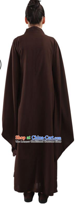 Chinese Traditional Lay Buddhist Brown Robe Costume Meditation Garment Dharma Assembly Frock for Women