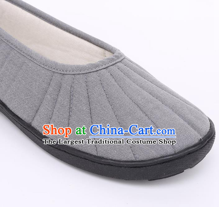 Top Grade Chinese Monk Shoes Traditional Buddhist Shoes Priest Grey Shoes