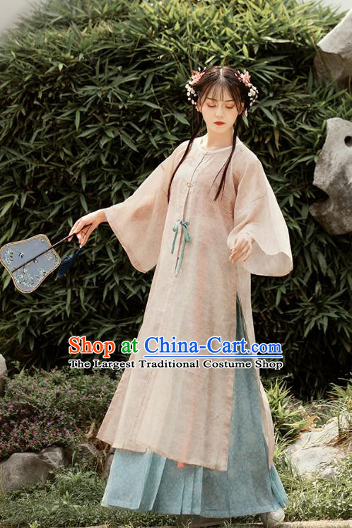 Chinese Ancient Ming Dynasty Young Female Hanfu Dress Traditional Garment Nobility Lady Historical Costumes Complete Set