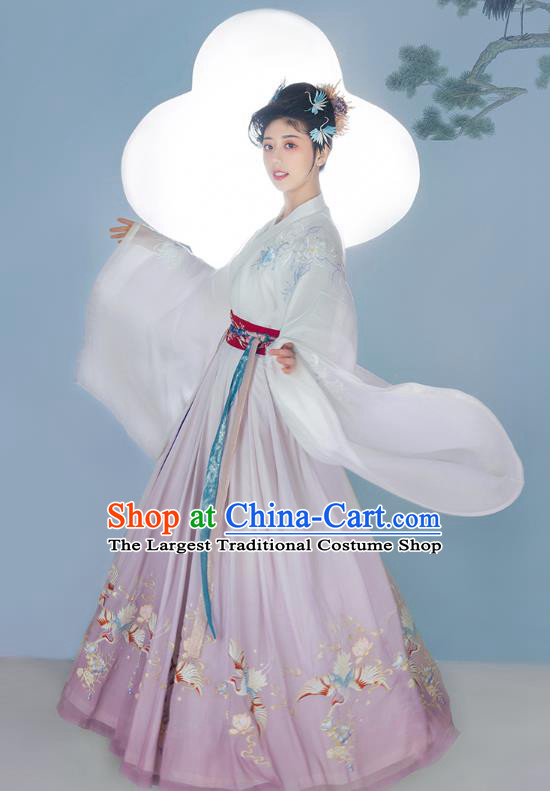 Chinese Ancient Jin Dynasty Court Female Lilac Hanfu Dress Traditional Imperial Consort Historical Costumes Garment Complete Set