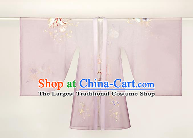 Chinese Ancient Jin Dynasty Court Female Lilac Hanfu Dress Traditional Imperial Consort Historical Costumes Garment Complete Set