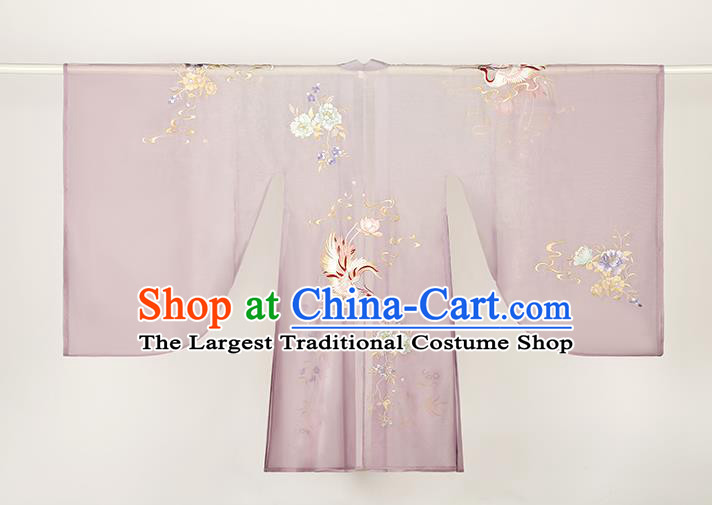 Chinese Ancient Jin Dynasty Court Female Lilac Hanfu Dress Traditional Imperial Consort Historical Costumes Garment Complete Set