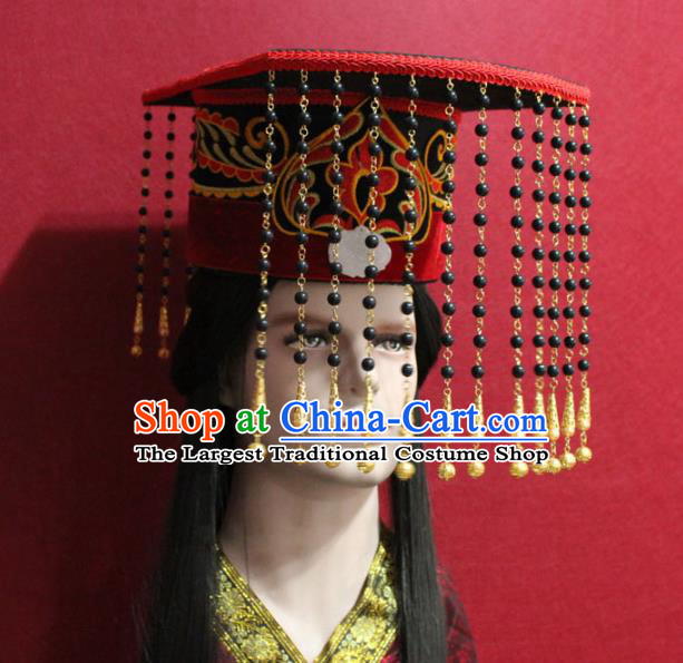 Traditional Chinese Ancient Emperor Tassel Hat Handmade Han Dynasty Monarch Hair Accessories Royal Crown for Men