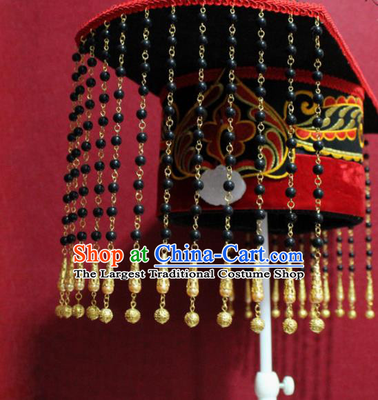 Traditional Chinese Ancient Emperor Tassel Hat Handmade Han Dynasty Monarch Hair Accessories Royal Crown for Men