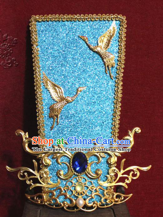 Traditional Chinese Handmade Ming Dynasty Prince Light Blue Hair Crown Ancient Noble Childe Hair Accessories for Men