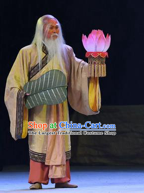 Ma Zu Chinese Peking Opera Elderly Male Garment Costumes and Headwear Beijing Opera Barefoot Immortal Apparels Clothing