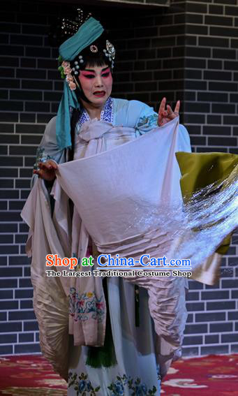 Chinese Sichuan Opera Actress Garment Costumes and Hair Accessories Cao Fu Zou Xue Traditional Peking Opera Young Lady Dress Hua Tan Cao Yue E Apparels