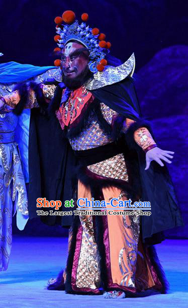 Ma Zu Chinese Peking Opera Monster Armor Garment Costumes and Headwear Beijing Opera Martial Male Apparels Clothing