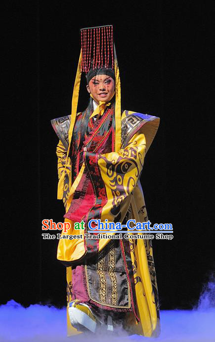 Xi Zhao Qi Shan Chinese Sichuan Opera Emperor Apparels Costumes and Headpieces Peking Opera Young Male Garment Xiaosheng Clothing