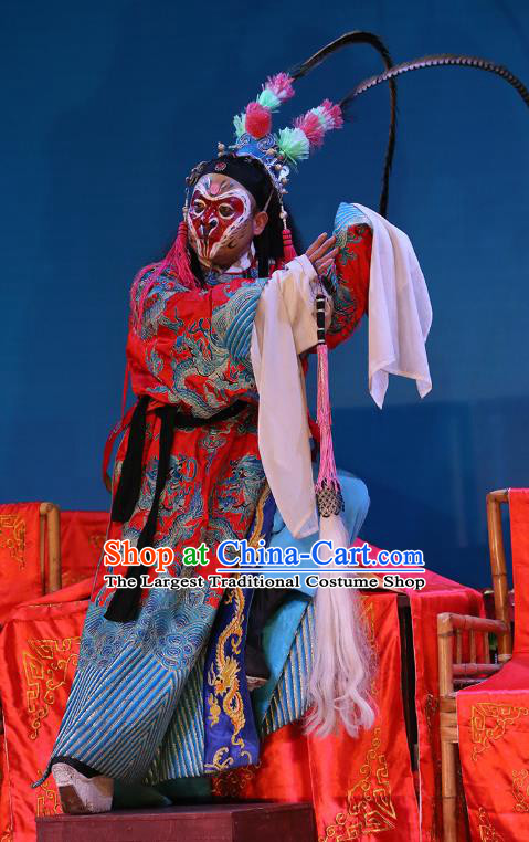 The Lotus Lantern Chinese Sichuan Opera Monkey King Apparels Costumes and Headpieces Peking Opera Sun Wukong Garment Clothing