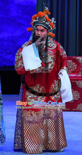 Mrs Anguo Chinese Peking Opera Elderly Male Han Shizhong Garment Costumes and Headwear Beijing Opera Official Apparels Clothing