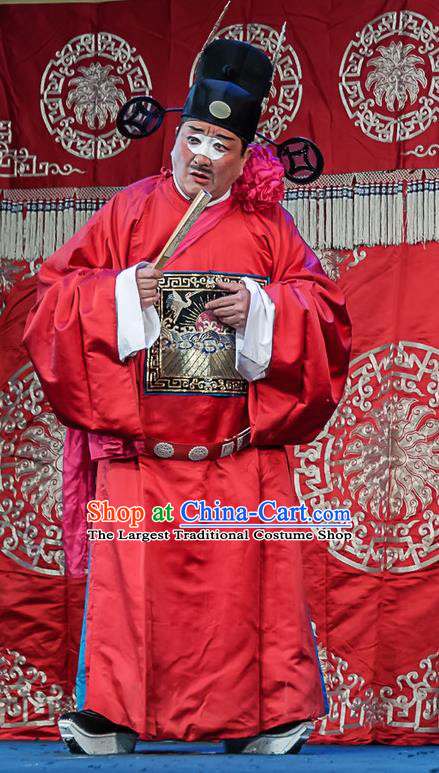 Ci Tang Chen Chinese Sichuan Opera Clown Tang Chen Apparels Costumes and Headpieces Peking Opera Minister Garment Magistrate Clothing