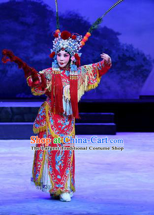 Chinese Beijing Opera Swordsman Apparels Costumes and Headpieces Traditional Peking Opera Mrs Anguo Martial Female Liang Hongyu Dress Armor Garment