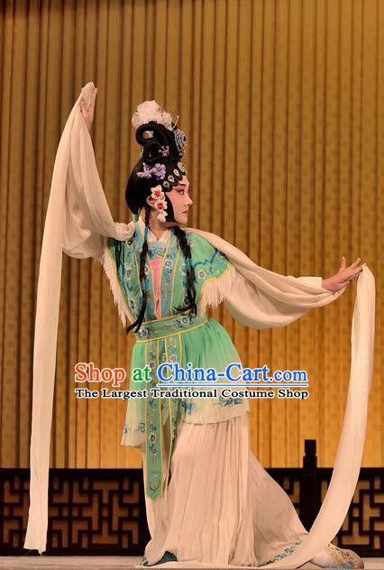 Chinese Sichuan Opera Hua Tan Lian Niang Garment Costumes and Hair Accessories Mother of Mu Lian Traditional Peking Opera Actress Dress Fairy Apparels