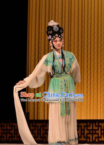 Chinese Sichuan Opera Hua Tan Lian Niang Garment Costumes and Hair Accessories Mother of Mu Lian Traditional Peking Opera Actress Dress Fairy Apparels