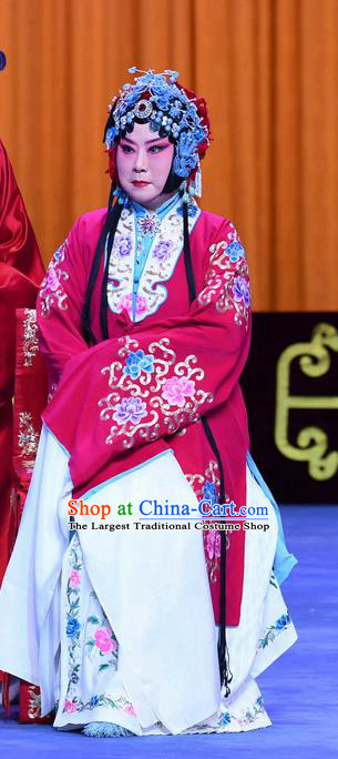 Chinese Beijing Opera Young Mistress Apparels Costumes and Headpieces Traditional Peking Opera Yu Bei Pavilion Diva Meng Yuehua Dress Garment
