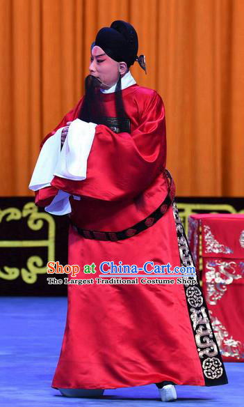 Yu Bei Pavilion Chinese Peking Opera Minister Laosheng Garment Costumes and Headwear Beijing Opera Elderly Official Robe Apparels Clothing
