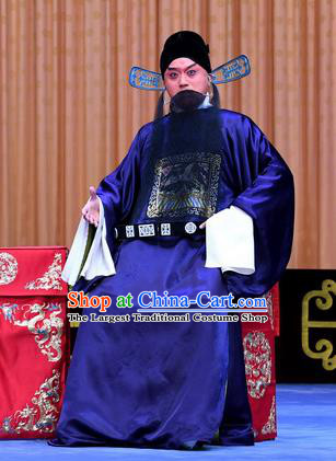 Gold Turtle Fishing Chinese Peking Opera Minister Garment Costumes and Headwear Beijing Opera Magistrate Zhang Xuan Apparels Official Clothing