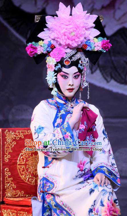 Chinese Beijing Opera Young Female Apparels Costumes and Headpieces Hong Zong Lie Ma Traditional Peking Opera Hua Tan Princess Daizhan Dress Garment