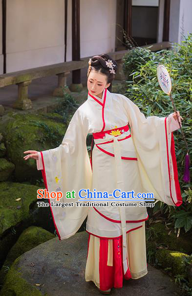 Chinese Han Dynasty Court Princess Apparels Traditional Noble Lady Hanfu Dress Ancient Curving Front Robe Historical Costumes for Women
