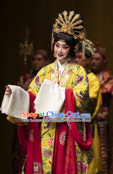 Chinese Beijing Opera Actress Apparels Costumes and Headpieces Tai Zhen Wai Zhuan Traditional Peking Opera Young Female Yang Yuhuan Garment Hua Tan Dress