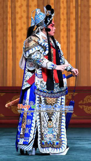 Sacrifice Zhao Shi Gu Er Chinese Peking Opera Martial Male Garment Costumes and Headwear Beijing Opera Wusheng Apparels General Armor Clothing