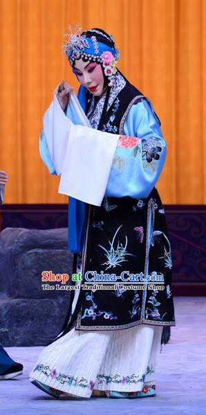 Chinese Beijing Opera Tsing Yi Apparels Costumes and Headpieces Chun Qiu Pei Traditional Peking Opera Actress Jiang Qiulian Dress Garment