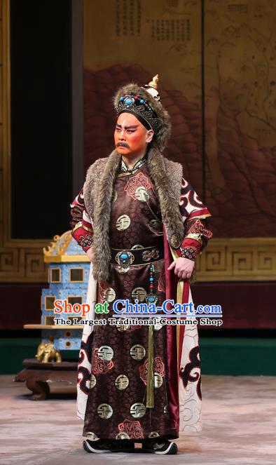 Kangxi Dadi Chinese Peking Opera King Geer Dan Garment Costumes and Headwear Beijing Opera Donald Apparels Clothing