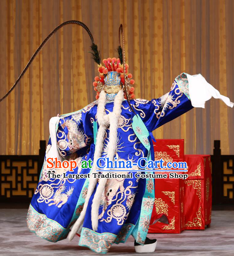 The Mirror of Fortune Chinese Peking Opera Robber Jin Yanbao Garment Costumes and Headwear Beijing Opera Martial Male Apparels Clothing