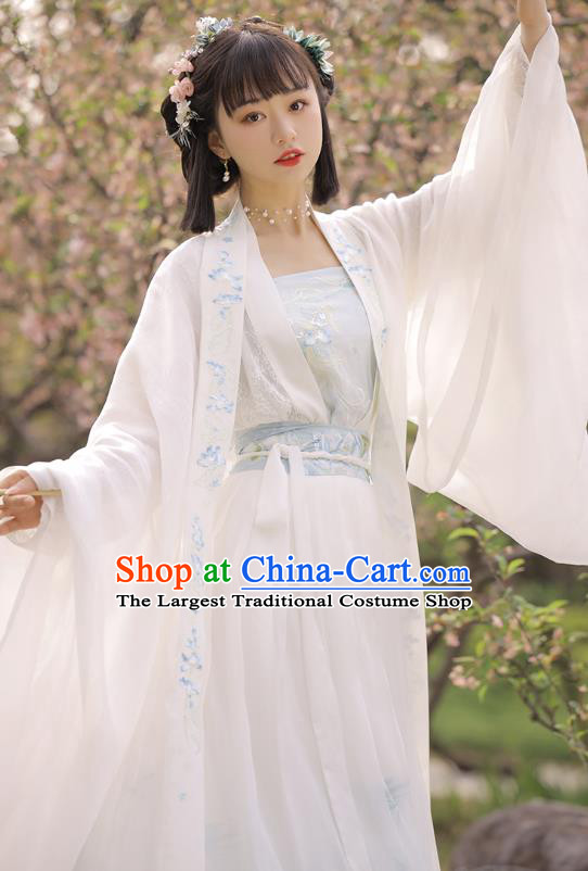 Traditional Chinese Tang Dynasty Noble Lady Historical Costumes Apparels Ancient Lotus Goddess Embroidered Hanfu Dress