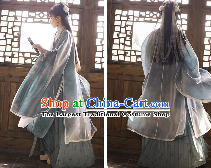 Chinese Ancient Goddess Embroidered Hanfu Dress Traditional Jin Dynasty Apparels Royal Princess Historical Costumes for Women