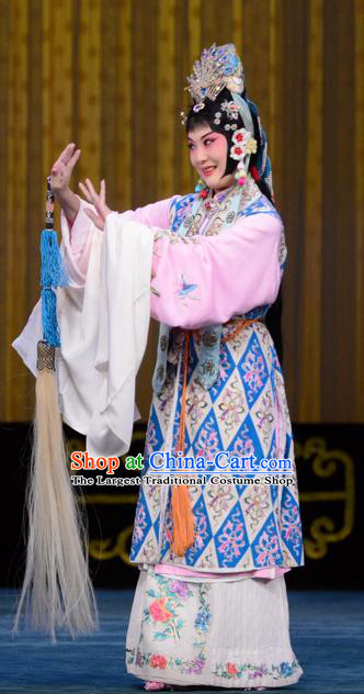 Chinese Beijing Opera Taoist Nun Apparels Actress Costumes and Headdress Escaping From the Temple Traditional Peking Opera Young Lady Dress Garment