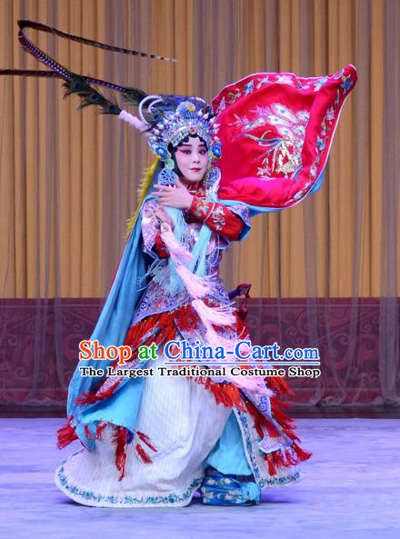 Chinese Beijing Opera Tao Ma Tan Apparels Actress Costumes and Headdress Traditional Peking Opera Princess Shuangyang Dress Garment