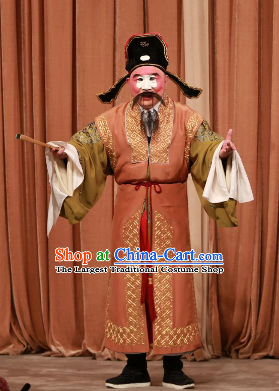 You Sisters in the Red Chamber Chinese Peking Opera Laosheng Garment Costumes and Headwear Beijing Opera Elderly Male Jia Zhen Apparels Landlord Clothing