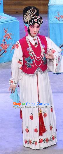 Chinese Beijing Opera Xiaodan You Sanjie Apparels Costumes and Headdress You Sisters in the Red Chamber Traditional Peking Opera Dress Young Lady Garment
