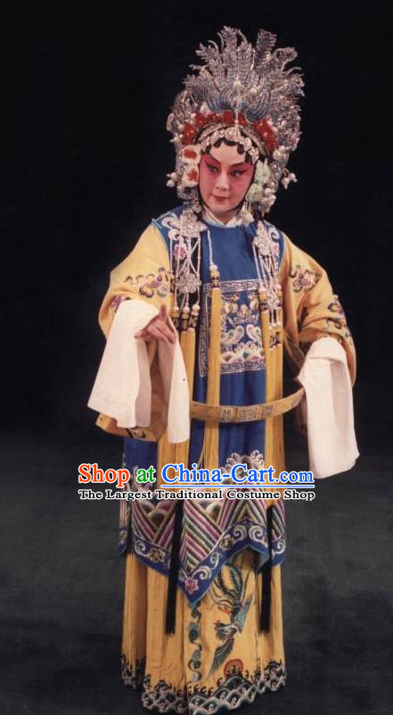 Chinese Beijing Opera Palace Queen Apparels Costumes and Headdress Anecdote of Wu Zetian Traditional Peking Opera Court Empress Dress Garment