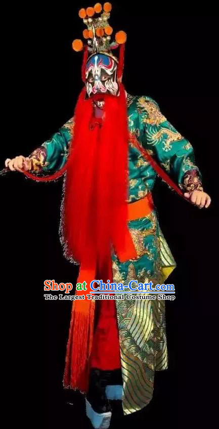 Han Gong Jing Hun Chinese Peking Opera Martial Man Garment Costumes and Headwear Beijing Opera General Ma Wu Apparels Clothing