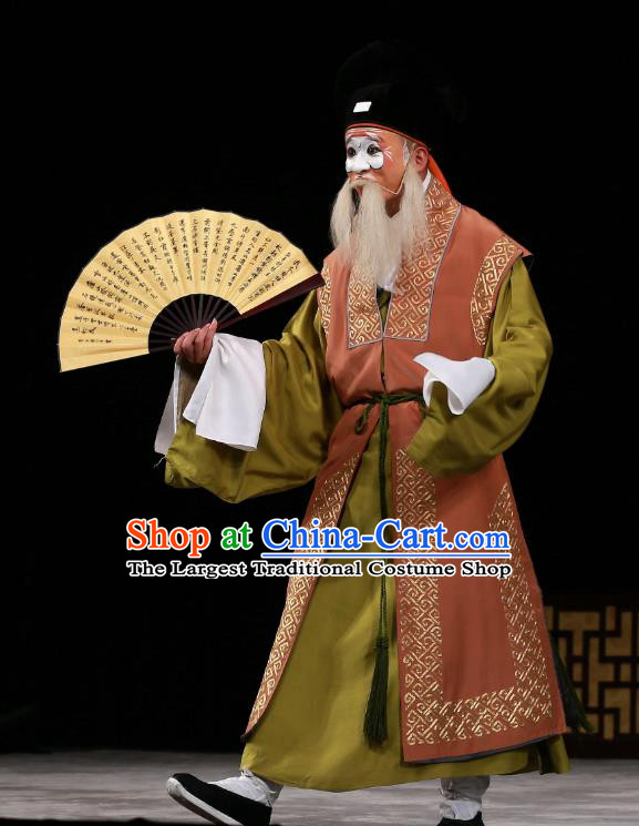 Wu Long Yuan Chinese Peking Opera Elderly Male Garment Costumes and Headwear Beijing Opera Chou Apparels Clown Clothing