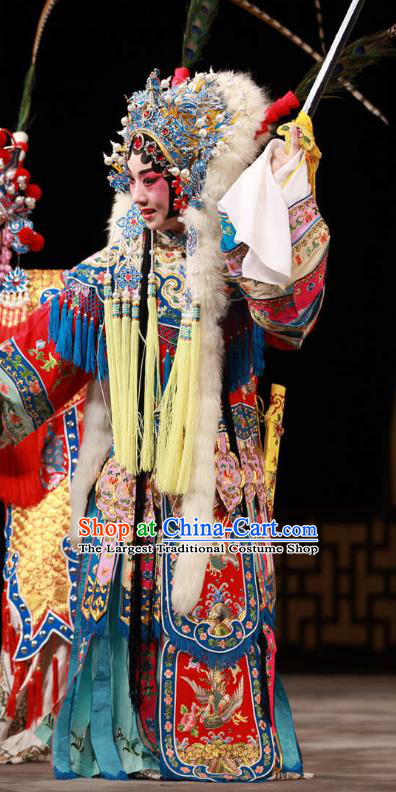 Chinese Beijing Opera Princess Apparels Costumes and Headdress Bai Hua Zeng Jian Traditional Peking Opera Hua Tan Dress Actress Garment