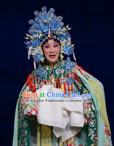 Chinese Beijing Opera Court Lady Apparels Young Female Costumes and Headdress Imperial Concubine Mei Traditional Peking Opera Hua Tan Dress Diva Garment