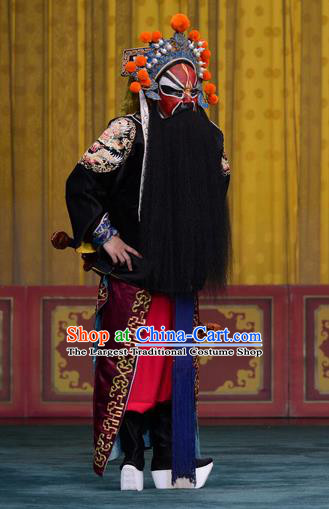 Chi Sang Zhen Chinese Peking Opera Martial Male Garment Costumes and Headwear Beijing Opera Takefu Apparels Bodyguard Wang Chao Clothing
