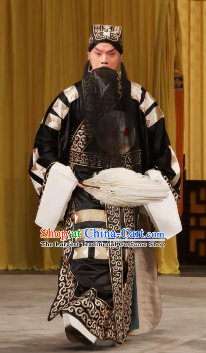 Tun Wu Hen Chinese Peking Opera Military Counsellor Garment Costumes and Headwear Beijing Opera Laosheng Apparels Elderly Male Zhuge Liang Clothing
