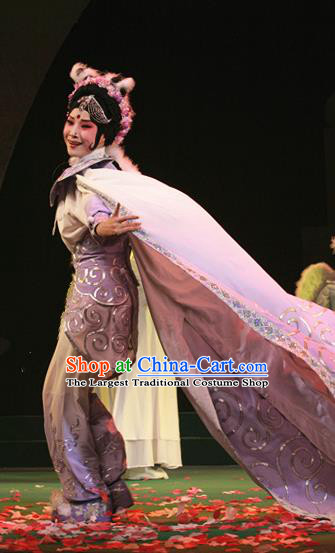 Chinese Hebei Clapper Opera Diva Garment Costumes and Headdress The Legend of Tenjiku Bracelet Traditional Bangzi Opera Martial Female Dress Fairy Apparels
