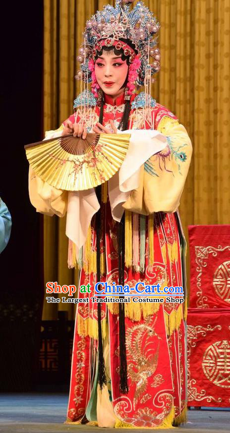 Chinese Jin Opera Court Lady Garment Costumes and Headdress Da Jin Zhi Traditional Shanxi Opera Hua Tan Dress Princess Shengping Apparels